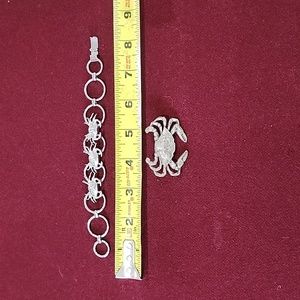 Crab Pin and Bracelet